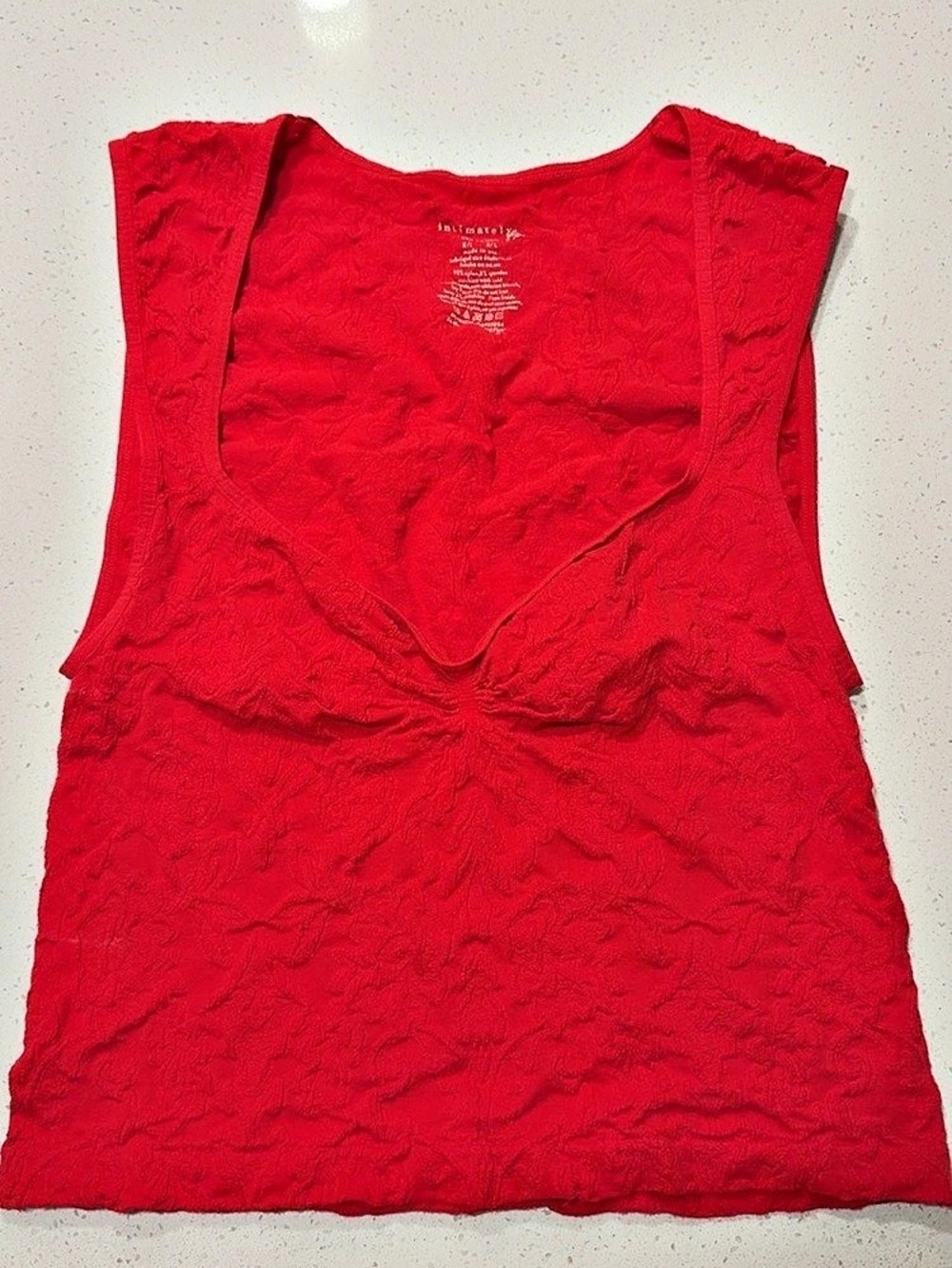 Free People Square One Seamless Cami Textured Tank Red Medium